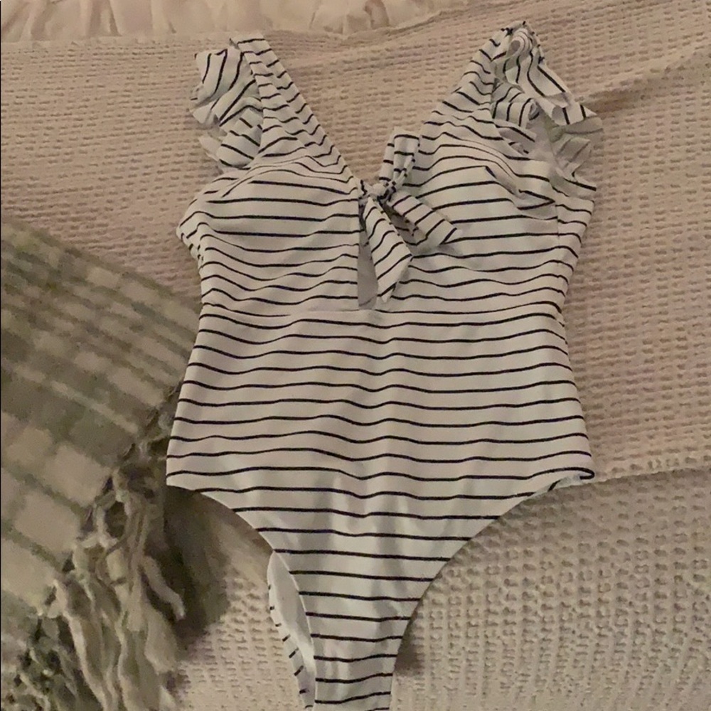 One piece striped bathing suit